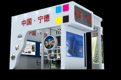 25平米展臺設計制作：三面開口/現(xiàn)代/木質(zhì)結構/彩色，為房產(chǎn)展展商而作（免費使用）