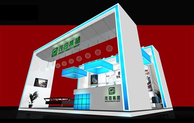 81平米展臺設(shè)計制作：三面開口/前衛(wèi)/型材結(jié)構(gòu)/白色，為房產(chǎn)展展商而作（免費使用）