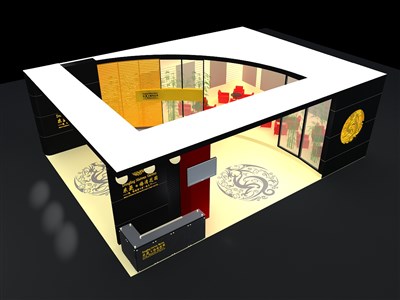 88平米展臺(tái)設(shè)計(jì)制作：二面開口/前衛(wèi)/型材結(jié)構(gòu)/彩色，為房產(chǎn)展展商而作（免費(fèi)使用）