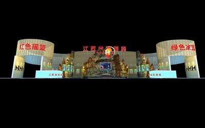 1000平米展臺(tái)設(shè)計(jì)制作：四面開口/前衛(wèi)/型材結(jié)構(gòu)/米色，為旅游展展商而作（免費(fèi)使用）