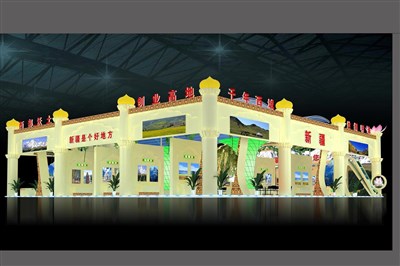 810平米展臺(tái)設(shè)計(jì)制作：四面開口/歐式/木質(zhì)結(jié)構(gòu)/米色，為旅游展展商而作（免費(fèi)使用）