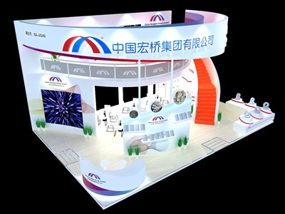 96平米展臺(tái)設(shè)計(jì)制作：三面開口/現(xiàn)代/木質(zhì)結(jié)構(gòu)/白色，為建材展展商而作（免費(fèi)使用）