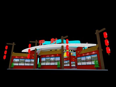 720平米展臺設(shè)計制作：四面開口/中式/木質(zhì)結(jié)構(gòu)/咖啡色，為旅游展展商而作（免費使用）