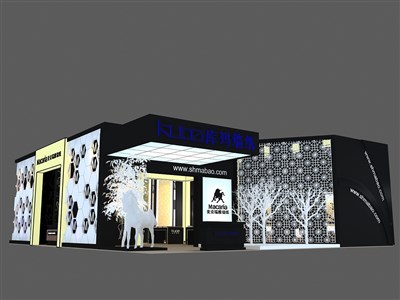 270平米展臺設(shè)計制作：二面開口/現(xiàn)代/木質(zhì)結(jié)構(gòu)/黑色，為建材展展商而作（免費使用）