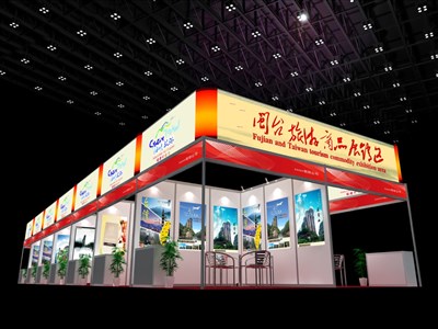 126平米展臺設(shè)計(jì)制作：二面開口/現(xiàn)代/木質(zhì)結(jié)構(gòu)/白色，為旅游展展商而作（免費(fèi)使用）