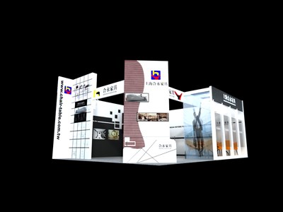 63平米展臺設(shè)計制作：二面開口/現(xiàn)代/木質(zhì)結(jié)構(gòu)/白色，為建材展展商而作（免費使用）