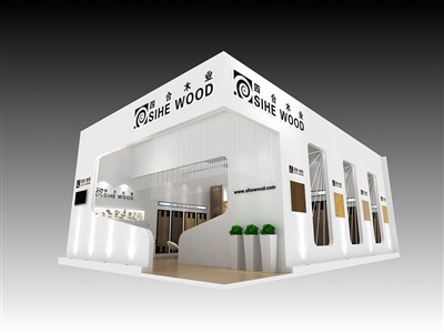 126平米展臺設(shè)計制作：二面開口/現(xiàn)代/木質(zhì)結(jié)構(gòu)/白色，為建材展展商而作（免費使用）