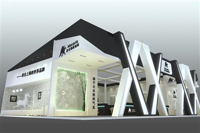 270平米展臺設(shè)計制作：三面開口/現(xiàn)代/木質(zhì)結(jié)構(gòu)/白色，為建材展展商而作（免費使用）