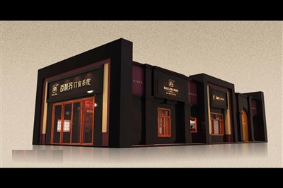 189平米展臺設(shè)計制作：二面開口/現(xiàn)代/木質(zhì)結(jié)構(gòu)/黑色，為建材展展商而作（免費使用）