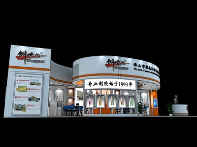 96平米展臺(tái)設(shè)計(jì)制作：三面開口/現(xiàn)代/木質(zhì)結(jié)構(gòu)/白色，為建材展展商而作（免費(fèi)使用）