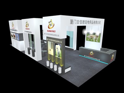 90平米展臺設計制作：四面開口/現(xiàn)代/木質(zhì)結(jié)構(gòu)/白色，為綜合展展商而作（免費使用）