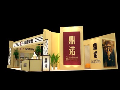 168平米展臺設(shè)計(jì)制作：二面開口/現(xiàn)代/木質(zhì)結(jié)構(gòu)/米色，為建材展展商而作（免費(fèi)使用）