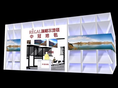 130平米展臺設計制作：二面開口/現(xiàn)代/木質(zhì)結(jié)構(gòu)/白色，為綜合展展商而作（免費使用）