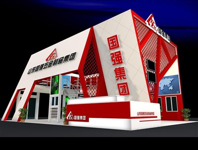 108平米展臺設(shè)計制作：三面開口/前衛(wèi)/木質(zhì)結(jié)構(gòu)/紅色，為建材展展商而作（免費使用）