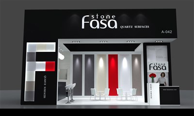 36平米展臺設計制作：二面開口/現代/木質結構/黑色，為建材展展商而作（免費使用）