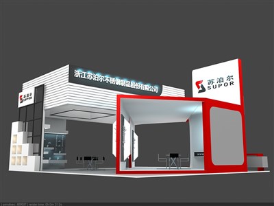 120平米展臺設(shè)計(jì)制作：四面開口/現(xiàn)代/木質(zhì)結(jié)構(gòu)/白色，為建材展展商而作（免費(fèi)使用）