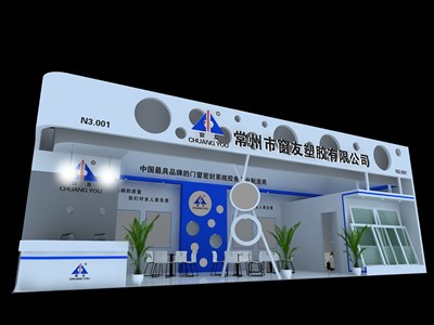 48平米展臺(tái)設(shè)計(jì)制作：二面開(kāi)口/現(xiàn)代/木質(zhì)結(jié)構(gòu)/白色，為建材展展商而作（免費(fèi)使用）