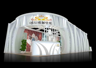 96平米展臺(tái)設(shè)計(jì)制作：三面開(kāi)口/現(xiàn)代/木質(zhì)結(jié)構(gòu)/白色，為建材展展商而作（免費(fèi)使用）
