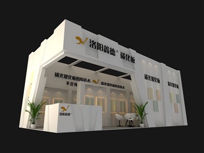 55平米展臺設(shè)計制作：二面開口/現(xiàn)代/木質(zhì)結(jié)構(gòu)/白色，為建材展展商而作（免費使用）