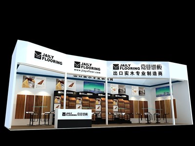 48平米展臺(tái)設(shè)計(jì)制作：一面開(kāi)口/現(xiàn)代/木質(zhì)結(jié)構(gòu)/白色，為建材展展商而作（免費(fèi)使用）