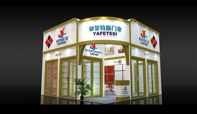36平米展臺設(shè)計制作：二面開口/歐式/木質(zhì)結(jié)構(gòu)/白色，為建材展展商而作（免費使用）