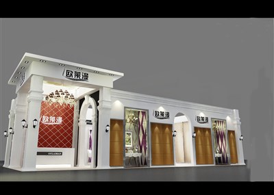 90平米展臺設(shè)計制作：二面開口/歐式/木質(zhì)結(jié)構(gòu)/白色，為建材展展商而作（免費使用）