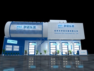 48平米展臺設(shè)計制作：二面開口/現(xiàn)代/木質(zhì)結(jié)構(gòu)/藍(lán)色，為建材展展商而作（免費使用）