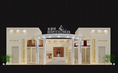58.5平米展臺設(shè)計制作：一面開口/歐式/木質(zhì)結(jié)構(gòu)/白色，為建材展展商而作（免費使用）