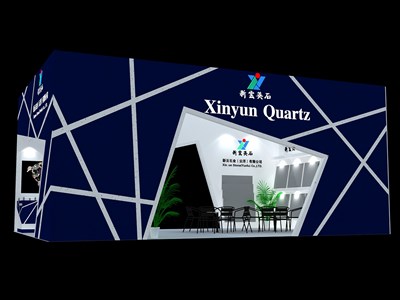 54平米展臺設計制作：三面開口/現代/木質結構/藍色，為建材展展商而作（免費使用）
