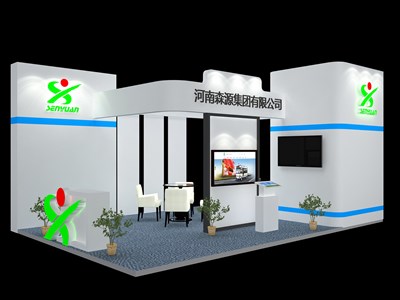 54平米展臺(tái)設(shè)計(jì)制作：四面開(kāi)口/現(xiàn)代/木質(zhì)結(jié)構(gòu)/藍(lán)色，為電子展展商而作（免費(fèi)使用）
