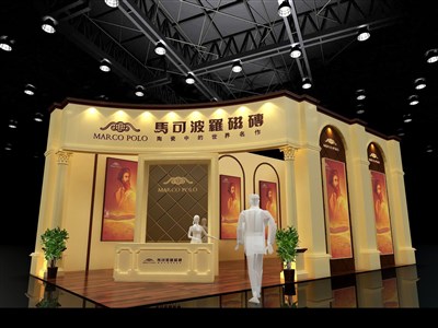 72平米展臺設(shè)計制作：二面開口/歐式/木質(zhì)結(jié)構(gòu)/米色，為建材展展商而作（免費使用）
