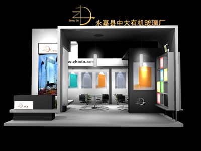 36平米展臺設(shè)計制作：三面開口/現(xiàn)代/木質(zhì)結(jié)構(gòu)/灰色，為建材展展商而作（免費使用）