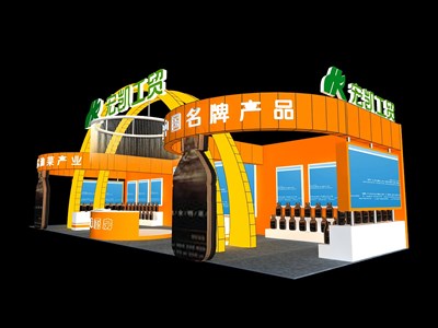 96平米展臺設(shè)計制作：三面開口/前衛(wèi)/木質(zhì)結(jié)構(gòu)/橙色，為食品展展商而作（免費使用）