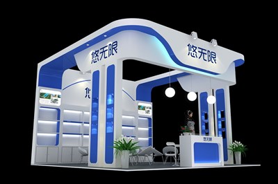 36平米展臺設計制作：三面開口/現代/木質結構/白色，為食品展展商而作（免費使用）