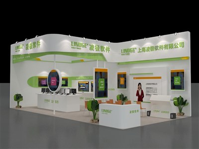 72平米展臺設(shè)計制作：二面開口/前衛(wèi)/木質(zhì)結(jié)構(gòu)/藍(lán)色，為電子展展商而作（免費使用）