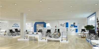 200平米展廳設(shè)計(jì)制作：現(xiàn)代/藍(lán)色，產(chǎn)品類展廳-英科展廳（免費(fèi)使用）