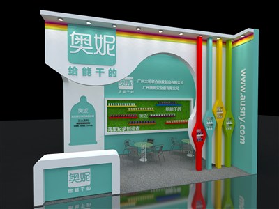 18平米展臺設計制作：二面開口/現(xiàn)代/木質(zhì)結(jié)構(gòu)/白色，為美博會展商而作（免費使用）